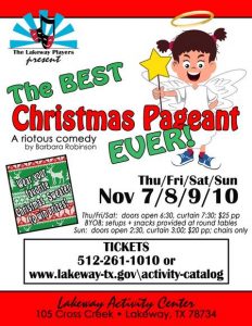 Lakeway Players present “The Best Christmas Pageant Ever” @ Lakeway Activity Center