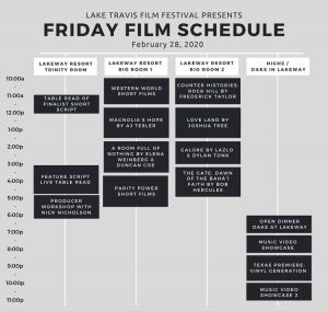 Lake Travis Film Festival - Friday Schedule